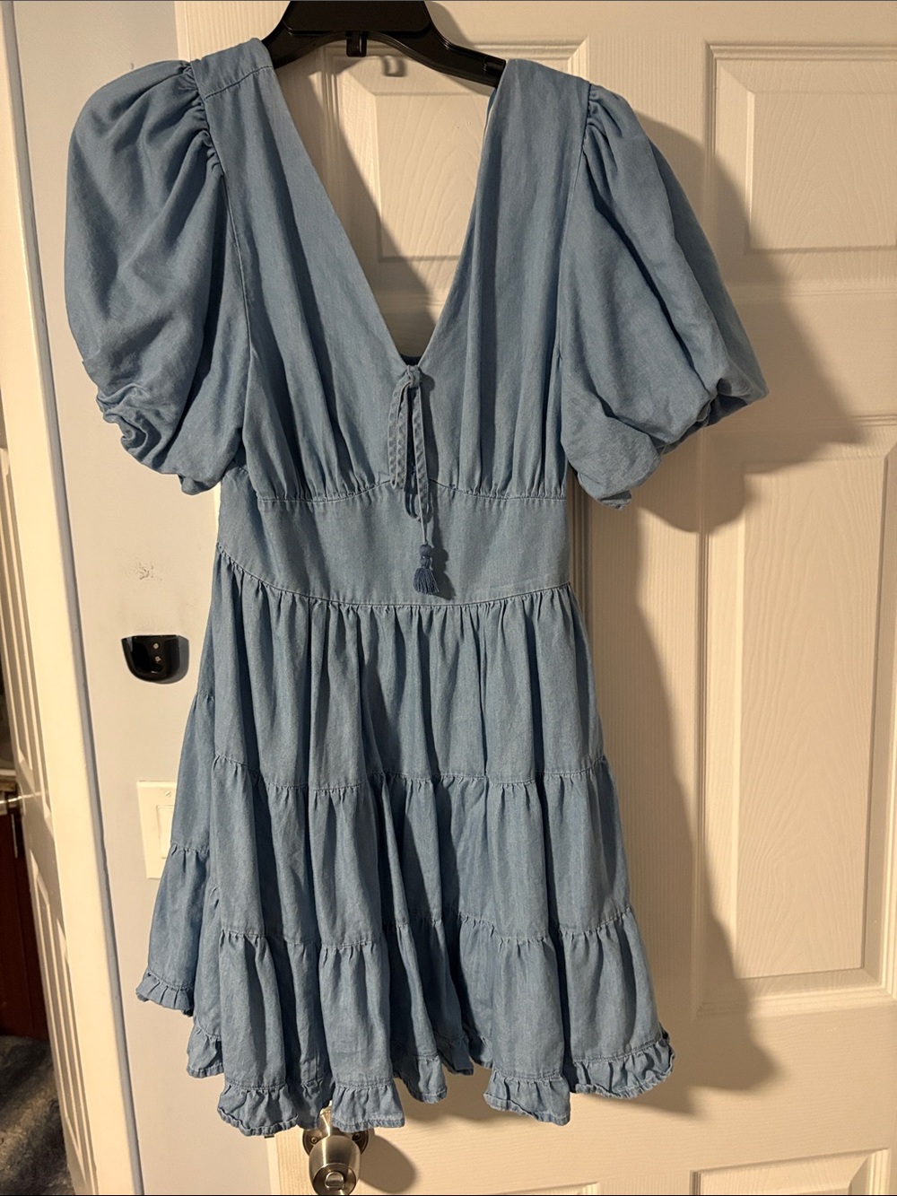 Jessica Simpson faeryn dress Light Blue Tiered Puff-Sleeve Dress